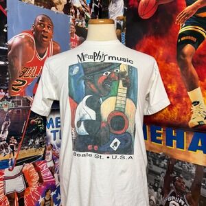 Vintage 90s Memphis Music Blues Series Beale St T Shirt George Hunt  Sz Medium